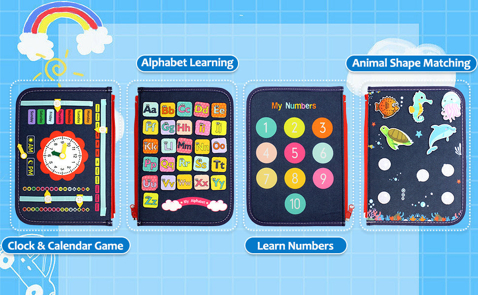 Montessori Busy Board for Educational and Sensory Activities  (2-4 Years)