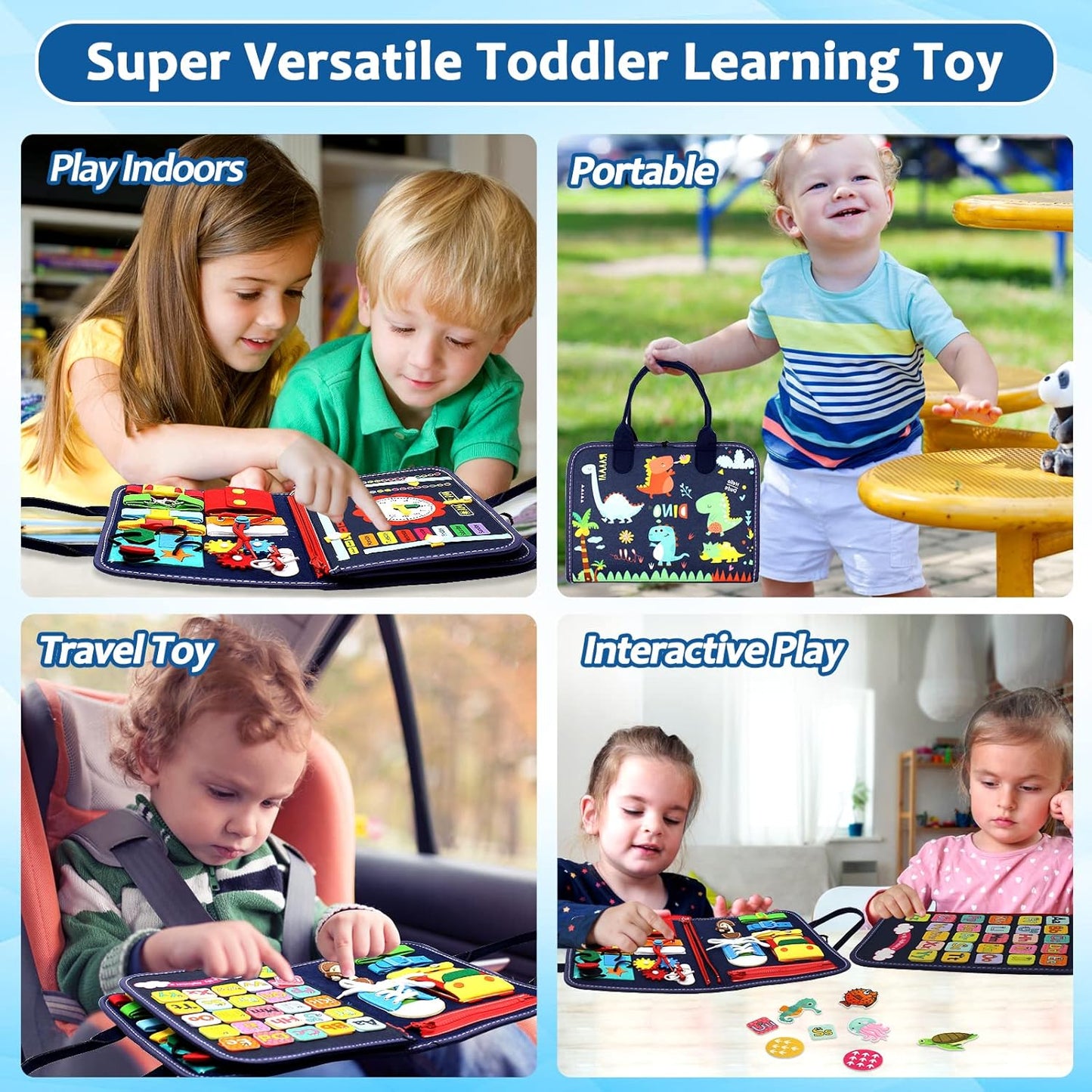 Montessori Busy Board with Lights and Switches for Toddlers (1-3 Years)