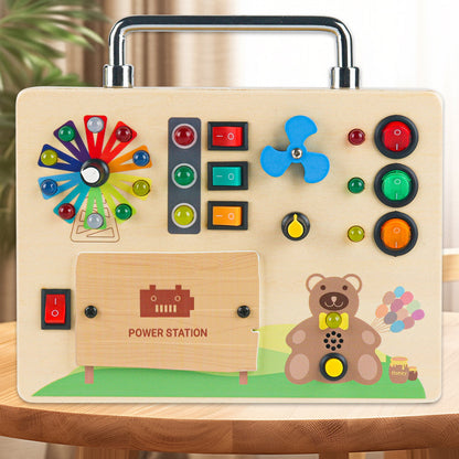 Montessori Busy Board with Lights and Switches for Toddlers (1-3 Years)