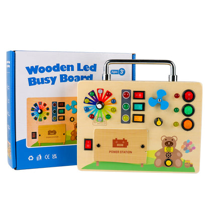 Montessori Busy Board with Lights and Switches for Toddlers (1-3 Years)