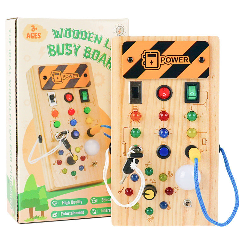 Montessori Busy Board with Lights and Switches for Toddlers (1-3 Years)