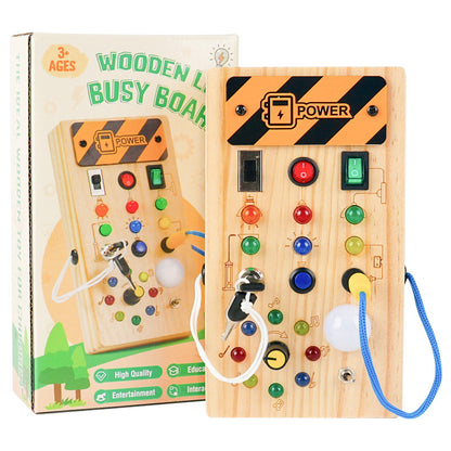 Montessori Busy Board with Lights and Switches for Toddlers (1-3 Years)