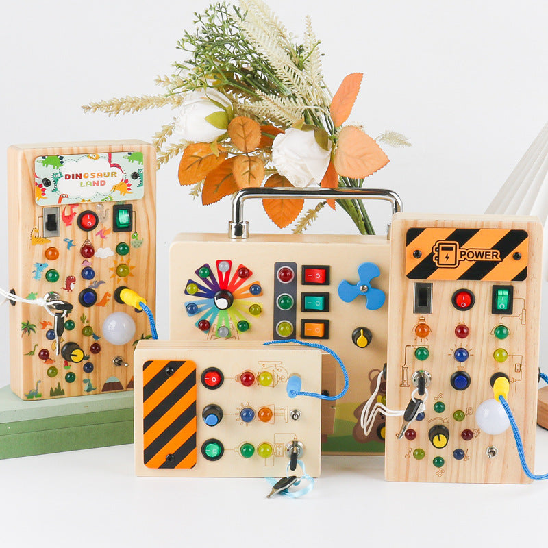 Montessori Busy Board with Lights and Switches for Toddlers (1-3 Years)